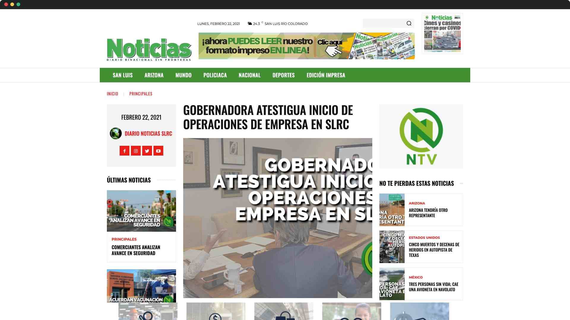 Captura de pantalla de diarionoticias.info